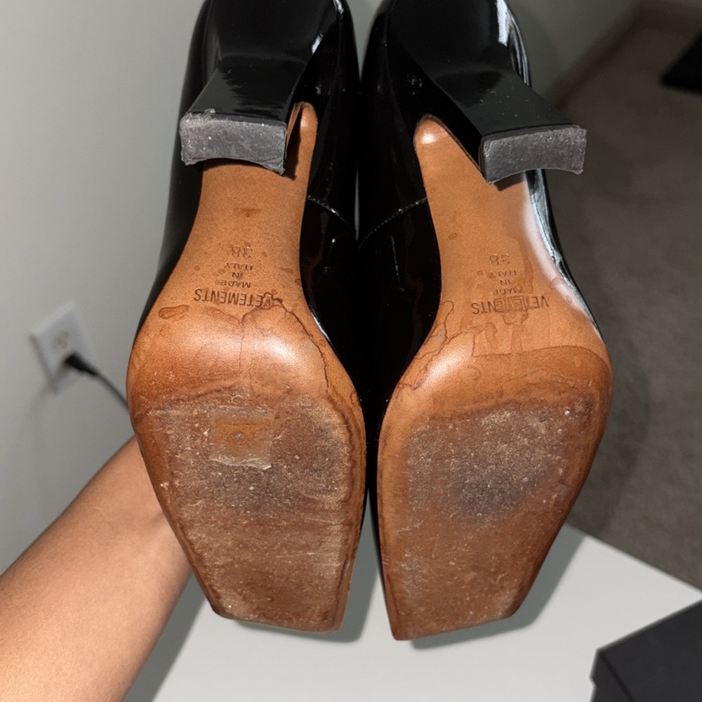 Vetements 🖤🐼✔️boomerang logo pumps sz 38 black and white - Picture 8 of 10